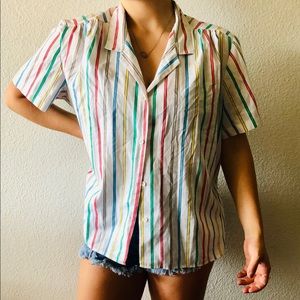 Multi-Colored Striped Button Up